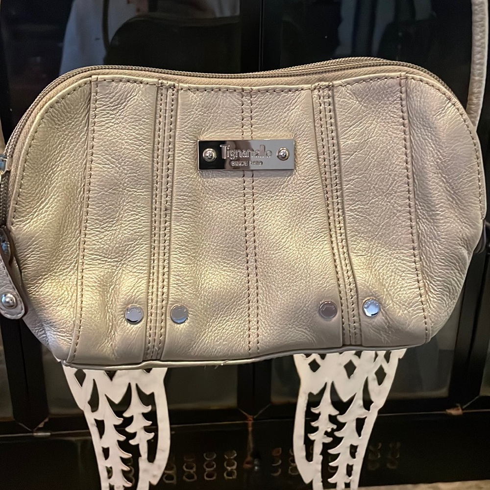 Tignanello three compartment cross body gold purse